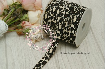 Fold Over Elastic - Print (Brown Leopard))  - 2m length